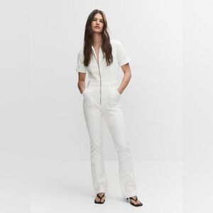 Mango white denim jumpsuit
